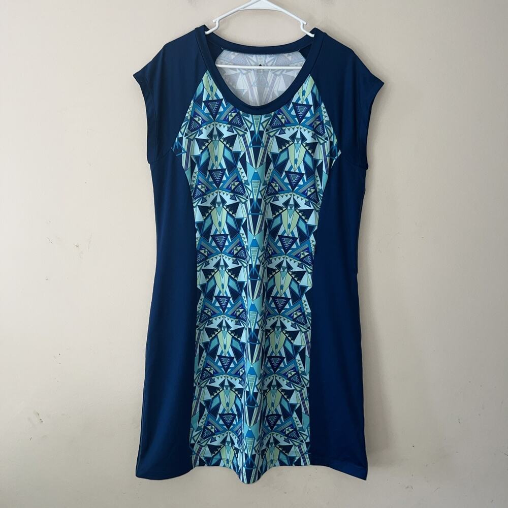 Title Nine Blue Geometric Athletic Dress- Stretch Women’s Size Large
